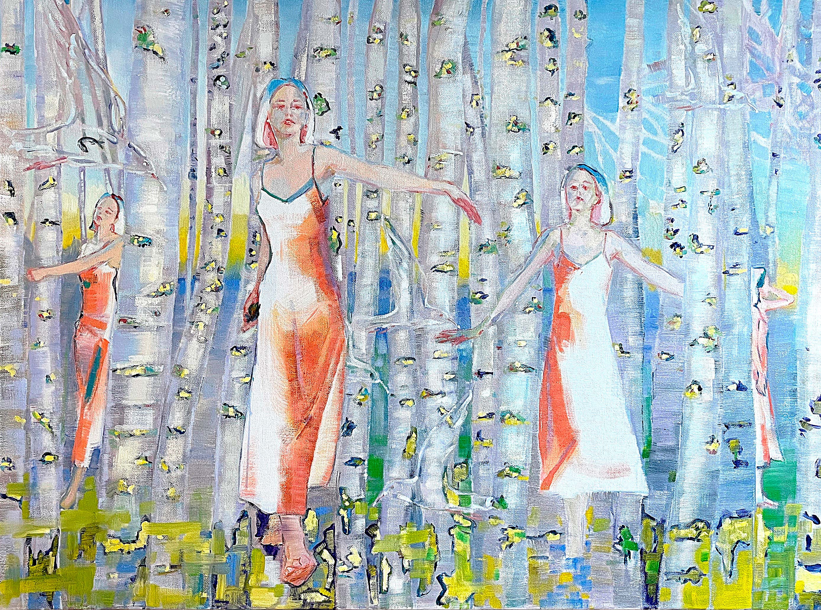 Тени уходят в берёзовую рощу